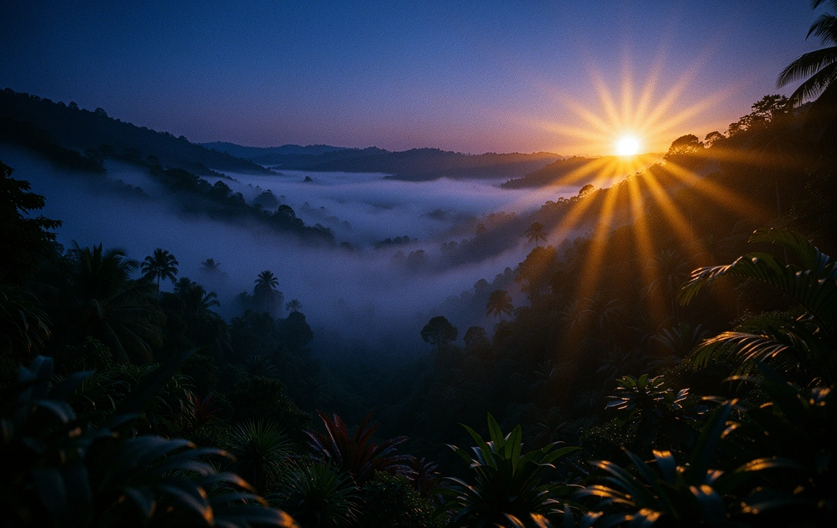Natural Indonesian landscape at dawn